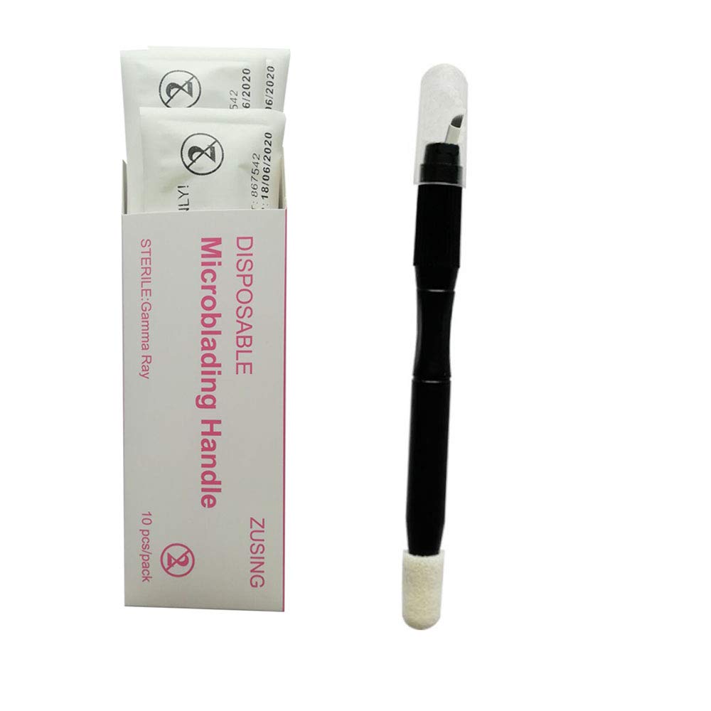 ZUSING Very Sharp Disposable Microblading Pens 9 Needles And Pigment Brush Microblading Pen Disposable 10 pcs/pack (Black)