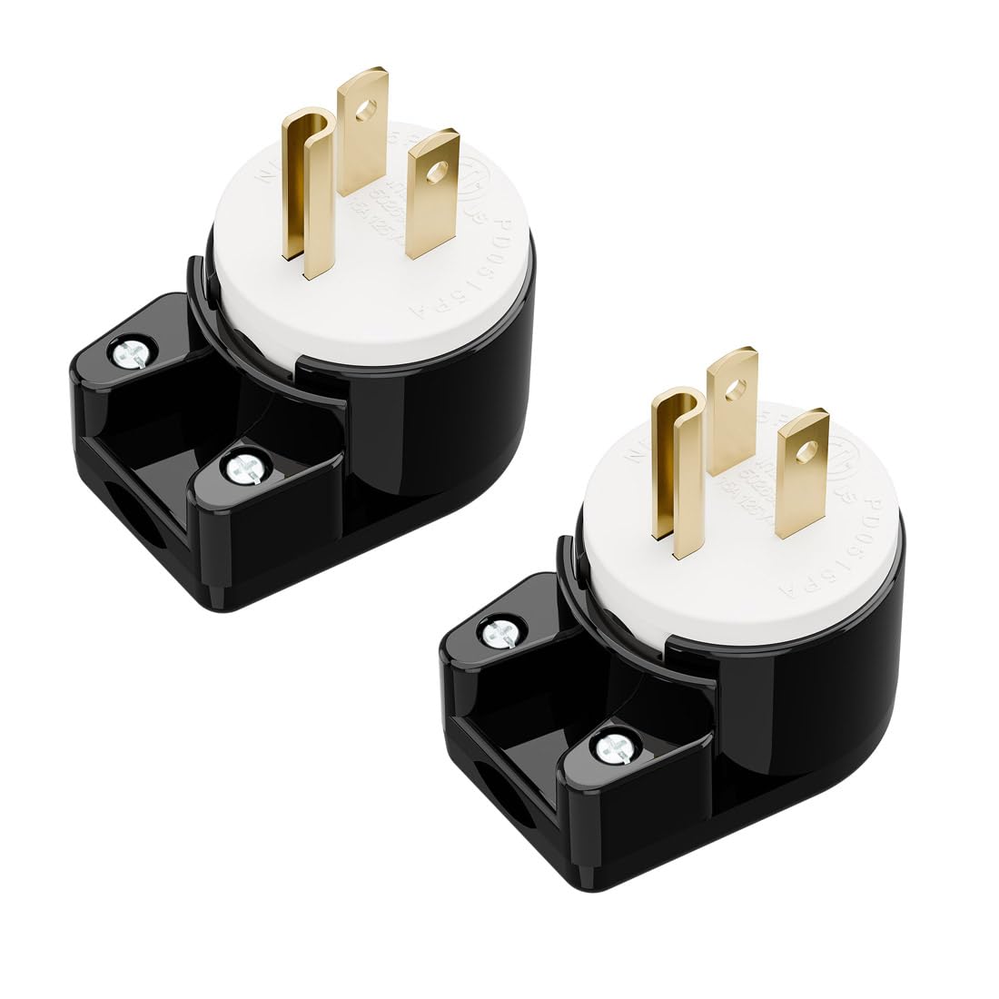 Photo 1 of (2xPCS) Right Angle Nema 5-15P 15A 125V AC Plug, [ETL] Easy Assembly 90 Degree USA Canada Male DIY Rewirable 8 Directions Adjustable AC Connector
