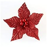 FUNARTY 1 Pieces Glitter Poinsettia Christmas Tree
