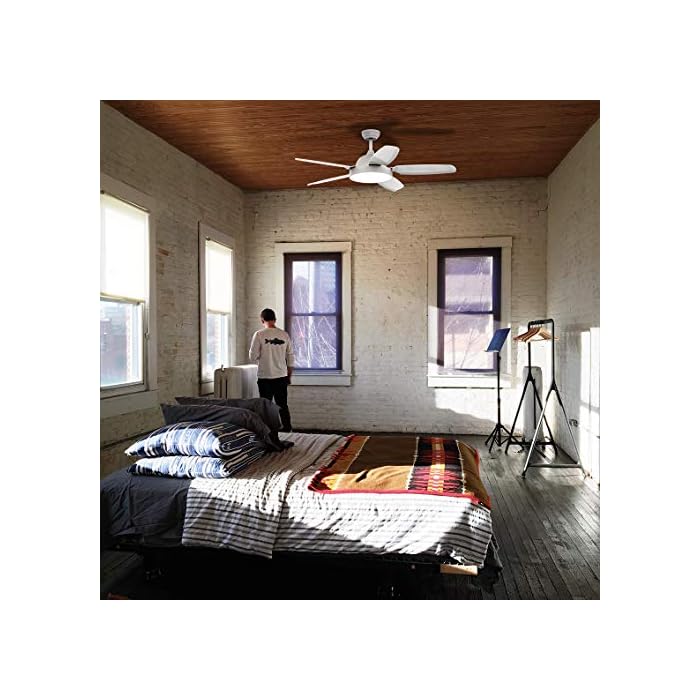 UNIVERSALBLUE - Ventilador de Techo con Luz - Ventilador Silencioso con Mando a Distancia - 5 aspas - 3 velocidades - Color Blanco - Imagen 3