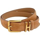 Yuangu Womens Belt for Jeans Genuine Suede Leather Belt，Womens Skinny Belts for Pants Dresses