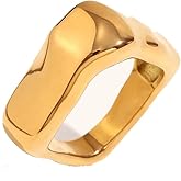 Kokoma Square Chunky Ring for Women Men Stainless Steel Statement Rings Thick Simple Dome Stackable Finger Band Punk Fashion Jewelry Gifts