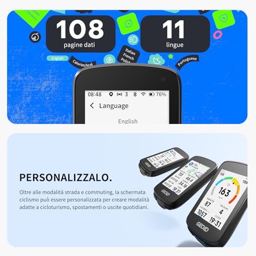 GEOID CC700 Pro GPS Bike Computer Touchscreen 2.8 Inch with Full Maps - Wireless GPS Bike Odometer with Card Navigation, IPX7 Waterproof