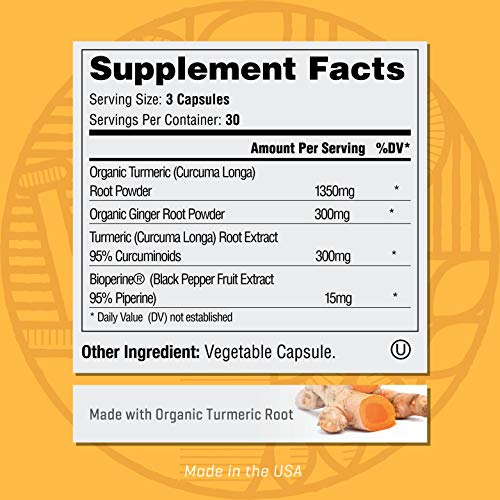 image for Integrals Organic Turmeric Curcumin Pills with Ginger + Bioperine | Po