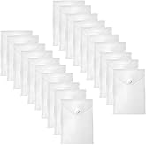 YESSART 7x9.8'' Clear Plastic Envelopes Hook Loop Closure Receipt Stickers Storage Holder 20 Pack