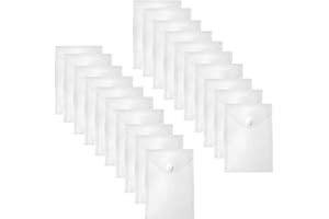 YESSART 7x9.8'' Clear Plastic Envelopes Hook Loop Closure Receipt Stickers Storage Holder 20 Pack