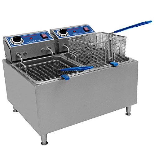 Click Here to See More Images Globe PF32E 32 lb. Dual Tank Electric Countertop Fryer