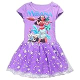 AOVCLKID Moana Little Girls' Dress Princess Cartoon Party Dress (120/4-5Y, Purple 1)