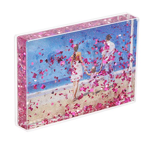 NIUBEE Glitter Liquid Photo Frame 4x6, Clear Plastic