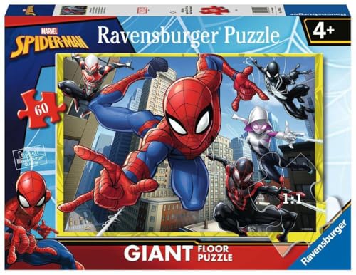 Ravensburger - Puzzle Spiderman | Puzzle Bambini 4 Anni | Puzzle 60 Pezzi Bambini Da Pavimento 70x50 Cm | Giochi Bambini 4 Anni | Regalo Bambino 4 Anni | Spiderman Giocattolo
