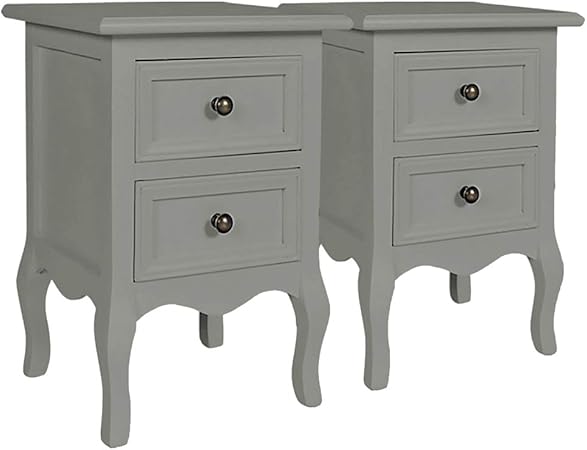 Gorilla Pair Grey Bedroom Bedside Table Unit Cabinet Nightstand With 2 Drawers In Each Amazon Co Uk Kitchen Home