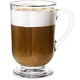 Chefcaptain Set Of 4 Footed Irish Coffee Glasses, 10 Oz Zero Lead Glass Cups, Irish Coffee Mugs, Dishwasher And Microwave Safe