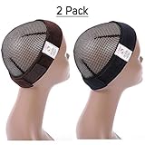 2-PACK Sekass Flexible Wig Grip Headband Velvet Wig Comfort Bands for Women Wig Head Hair Band Adjustable with 2 Wig Cap (Brown+Black)
