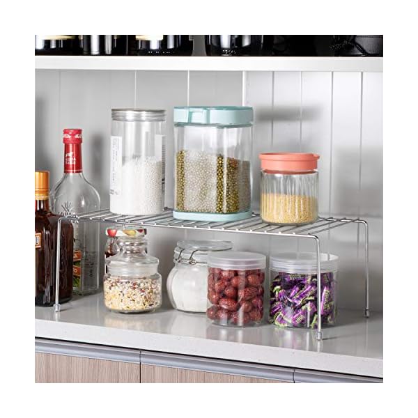 ROFAY-Kitchen-Cupboard-Shelf-Wire-Rack-2-Pack-Cabinet-Shelf-Storage-Organiser-for-Kitchen-Cupboard-Pantry-Counter-Tops-Fridge-Food-and-Utensils-Chrome ROFAY Kitchen Cupboard Shelf Wire Rack - 2 Pack Cabinet Shelf Storage Organiser for Kitchen Cupboard, Pantry, Counter…