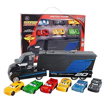 METRO TOYS & GIFT 7 Pieces Set Disney Pixar Cars 3 Lightning McQueen Jackson Storm Mack Uncle Truck 1:55 Alloy Toy Truck Cars Toy for Children(Multicolour)