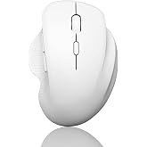 Uiosmuph G09 Bluetooth Wireless Mouse, Rechargeable Ergonomic Mouse - White | Dual Mode BT5.1&amp;2.4G, USB C Charging, Silent Click, Side Buttons, 1600DPI, USB Receiver, Type C Adapter, for Laptop/Mac/iPad