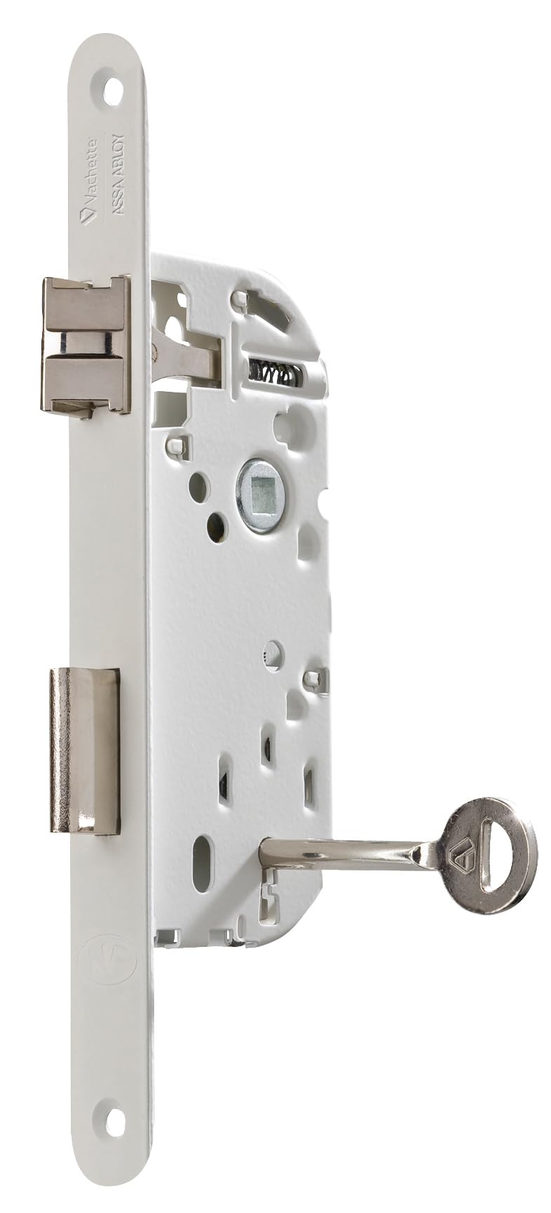 Vachette D25 – Key Lock, Reversible, White, NF Level 2 Certified | Round Ends, 40 mm Spindle for Bedroom Door