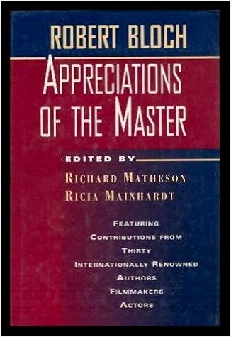 Robert Bloch: Appreciations of the Master Robert Bloch: Appreciations of the Master