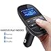 Nulaxy Bluetooth Car FM Transmitter Audio Adapter Receiver Wireless Handsfree Voltmeter Car Kit TF Card AUX USB 1.44 Display Sleep Play Mode - KM21 Black