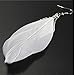 Susenstone Angel Metal Wing Bohemian Handmade Vintage Feather Long Drop Earrings (White)