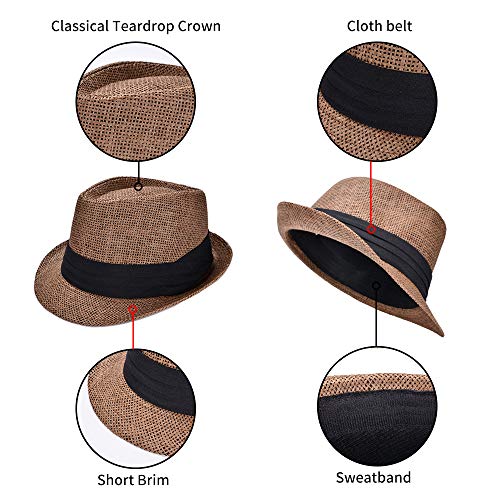 image for Rosoz Fedora Sun Hat for Men, Packable Cuban Panama Style Trilby Sun B