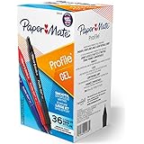 Paper Mate Gel Pen, Profile Retractable Pen, 0.7mm, Assorted, 36 Count