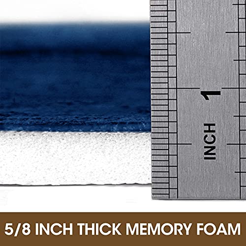 BYSURE Navy Blue Memory Foam Bathroom Rug Set 3 Piece Non Slip Extra