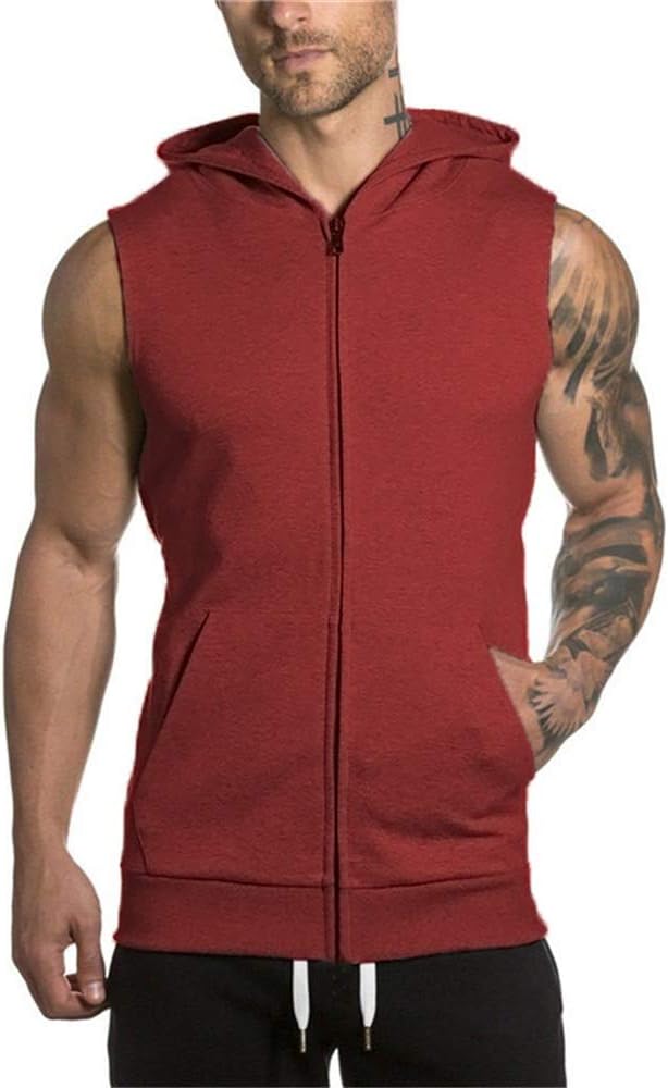 AOOK Gym Hoodie Men Bodybuilding Stringer Tank Top Muscle Sleeveless Shirt