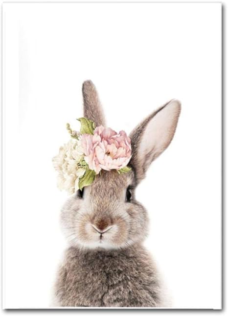 Amazon Zhaoyangeng キッズルームのウサギの動物のポスターの壁の写真かわいいウサギの絵画北欧のキッズルームの装飾の絵の保育園のアート 50x70cm非フレーム ウォールステッカー オンライン通販
