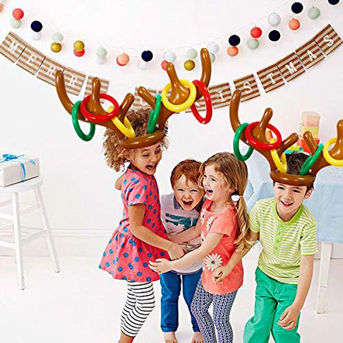 MeiGuiSha Inflatable Reindeer, 2 Pack Inflatable Reindeer Antler Ring Toss Game for Christmas Party (2 Antlers& 12 Rings&1 Gift Bag) - Thumbnail 5