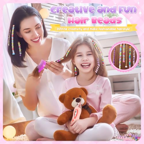 Flnlano Girls Gift 5 6 7 8 Years Children: Hair Accessories Toys for Girls 7-12 Years Braided Hair Beads Birthday Gifts for Children 8 9 10 Years Fun Braiding Machine