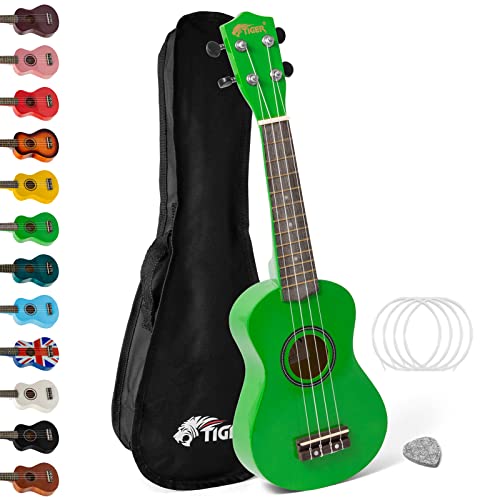Tiger UKE7-GR Soprano Ukulele - Ideal for Beginners and Schools - Green