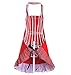 Hyzrz Cute Girls Bowknot Funny Aprons Lady's Kitchen Restaurant Women's Cake Apron with Pocket (Red)
