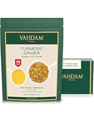 VAHDAM, Turmeric + Ginger POWERFUL SUPERFOOD Blend (100+ Cups) I CAFFEINE FREE Herbal Tea | POWERFUL Wellness & Healing TURMERIC for IMMUNITY | 100% NATURAL | Try COLD BREW or Hot Tea with Milk | 7 oz