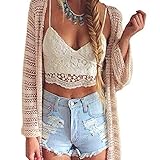 Romacci Women Crochet Tank Camisole Lace Vest Blouse Bralette Bra Crop Top