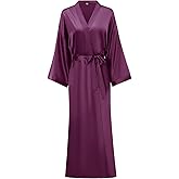 Women's Soft Long Satin Robes Long Silk Robes Full Length Robes Kimonos Silky Bath Robe Dressing Gowns