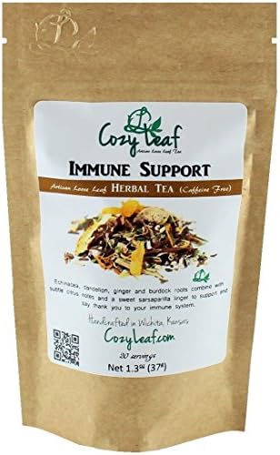 IMMUNE SUPPORT - Organic Artisan Loose Leaf Herbal Tea Blend - FORMULATED and BLENDED by Cozy Leaf in Wichita Kansas USA