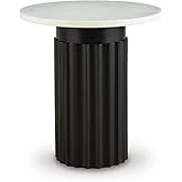 Signature Design by Ashley Wainstone Contemporary Accent Table wih Fluted Pedestal, White & Black