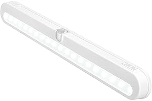 BLS T01L LED Closet Light, Super Bright 20 LED Under Cabinet Lighting Battery Powered/DC Input Wireless Motion Sensing Light, Auto On Off Switch, Motion Sensor & Light Sensor, Light Beam Adjustable