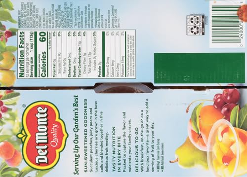 DEL MONTE CHERRY FLAVORED MIXED FRUIT FRUIT CUP SNACKS IN 100% JUICE, 12 PACK, 4 OZ.