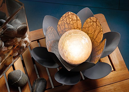 esotec Solarleuchte für außen LOTUSBLÜTE | LED-LOTUSBLUME Solar-Blume Glaskugel | Solarlaterne Gartendeko Tischdeko | Gartenlicht Solarlichter Garten Balkon | Echt-Glas METALL Akku IP44 102086 – Bild 5