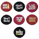 7 Wine Stopper Set + Gift Box - Reusable, Leak Proof, Air Tight Silicone Bottle Sealers - 7 Multicolored Wine Caps with a Funny Saying for Each Day Of the Week - by Lavley