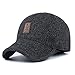King Star Mens Winter Wool Woolen Tweed Peaked Earflap Baseball Cap Black
