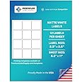 Premium Label Supply White Sticker Square Labels – 2.5" x 2.5" – Laser/Inkjet Compatible – (12 per Sheet), 25 Sheets – 300 Total Adhesive Labels