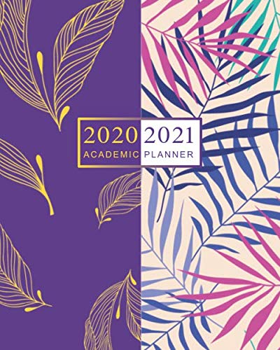 2020-2021 Academic Planner: July 2020-June 2021 | Weekly and Monthly Planner and Organiser | Purple Gold Leaves