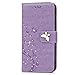 Mavis's Diary for iPhone 7 Plus Case, iPhone 8 Plus Case Wallet Embossed Floral Butterfly PU Leather Folio Elegant Flip Case, Card Slots, Soft TPU Inner Cover Violet