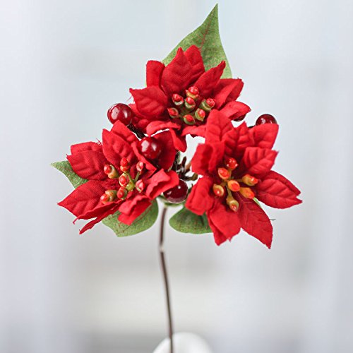 Factory Direct Craft Group of 6 Petite and Charming Artificial Poinsettia Picks for Holiday and Home Decor