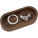 PH PandaHall Walnut Ring Holder Small Wood Tray Rings Trinket Dish for Jewelry Wedding Rings Display Men's Ring Holder for Nightstand Anniversary Birthday Gift 3.25 X 1.5 Inch, Oval