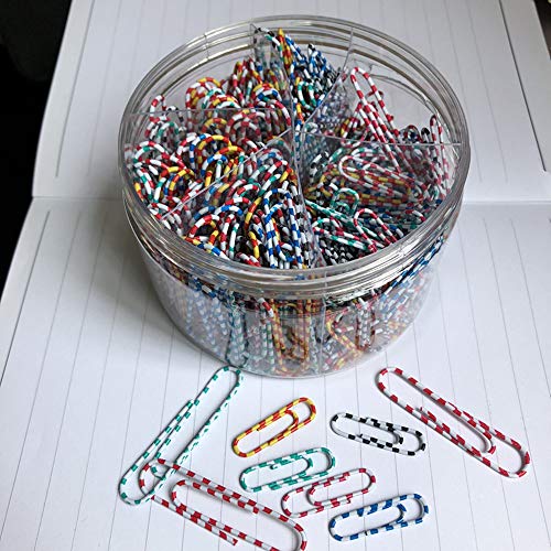 Paper Clips, OUHL 450pcs Colorful Striped Paperclips, Medium 28mm and Jumbo Sizes 50mm,Office Clamps for School Document Organizing (Striped) - Thumbnail 3