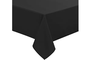 JIUZHEN Black Rectangle Polyester Table Cloth, Stain Resistant Waterproof Tablecloth for Dining Room Tables, Parties, Wedding, 54 * 80 Inch
